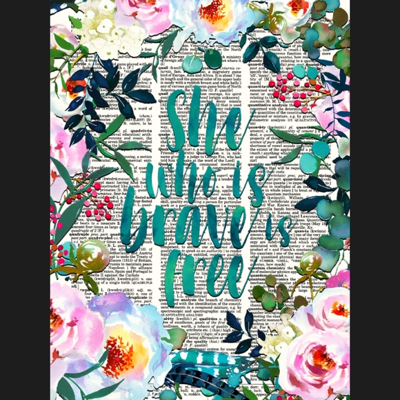 Free and Brave Boho Vintage Dictionary Art Print - Picture 4 of 4